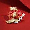 Lucky Koi Brooch High-End Women'S Fish Pearl Brooch Guochao Creative Personality Carp Pin