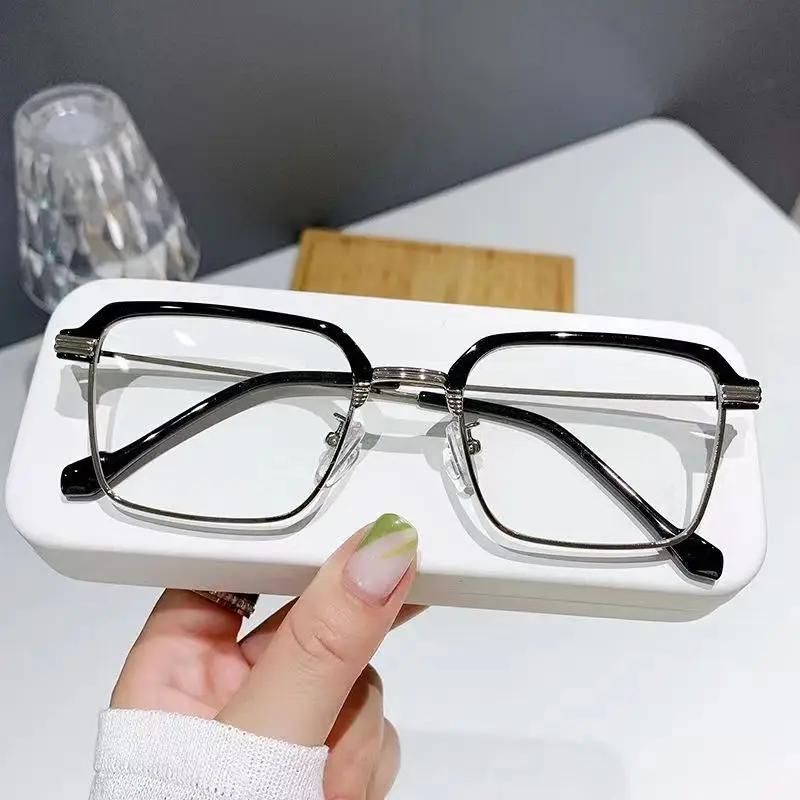Stylish Half Frame Myopia Glasses Metal Trend Fashion Anti-Blue Light Near Sight Eyewear Women Short-Sighted Eyeglasses