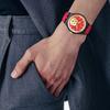 Swatch Кварцевые часы 30 метров водонепроницаемые 41 мм Красный циферблат Керамический корпус с растительным узором Силиконовый ремешок Унисекс часы SO32Z107