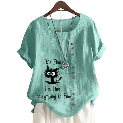 Модная женская хлопковая футболка с цветочным принтом и пуговицами