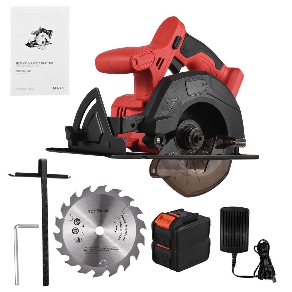 Аккумуляторная циркулярная пила, 20 В, лезвие 18 зуб., 140 мм, 5–3/8 дюйма, 3800 об/мин, переменная скорость, 2,0 Ач.