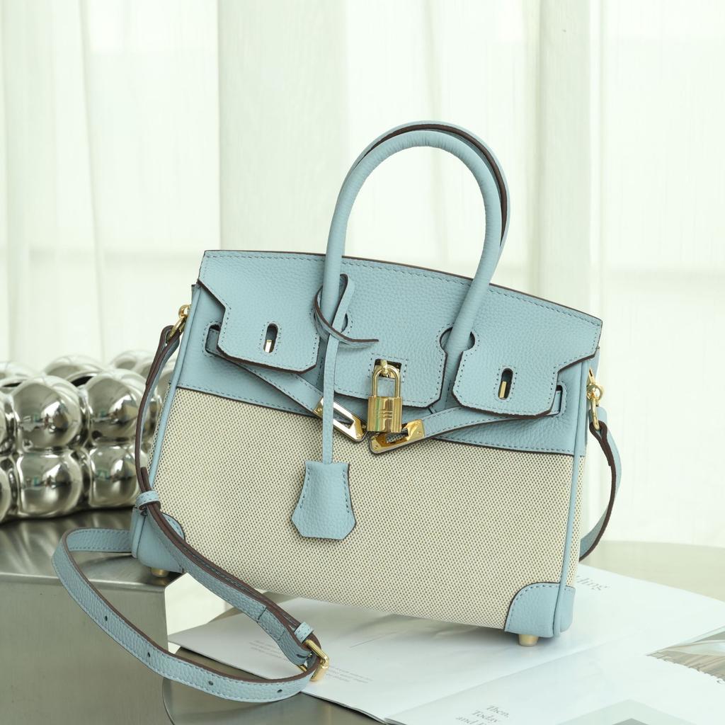 Women's Bag High-grade Canvas Women's Crossbody Bag Leather Women's Bag Casual Patchwork Color Contrast Bag Large Capacity Shoulder