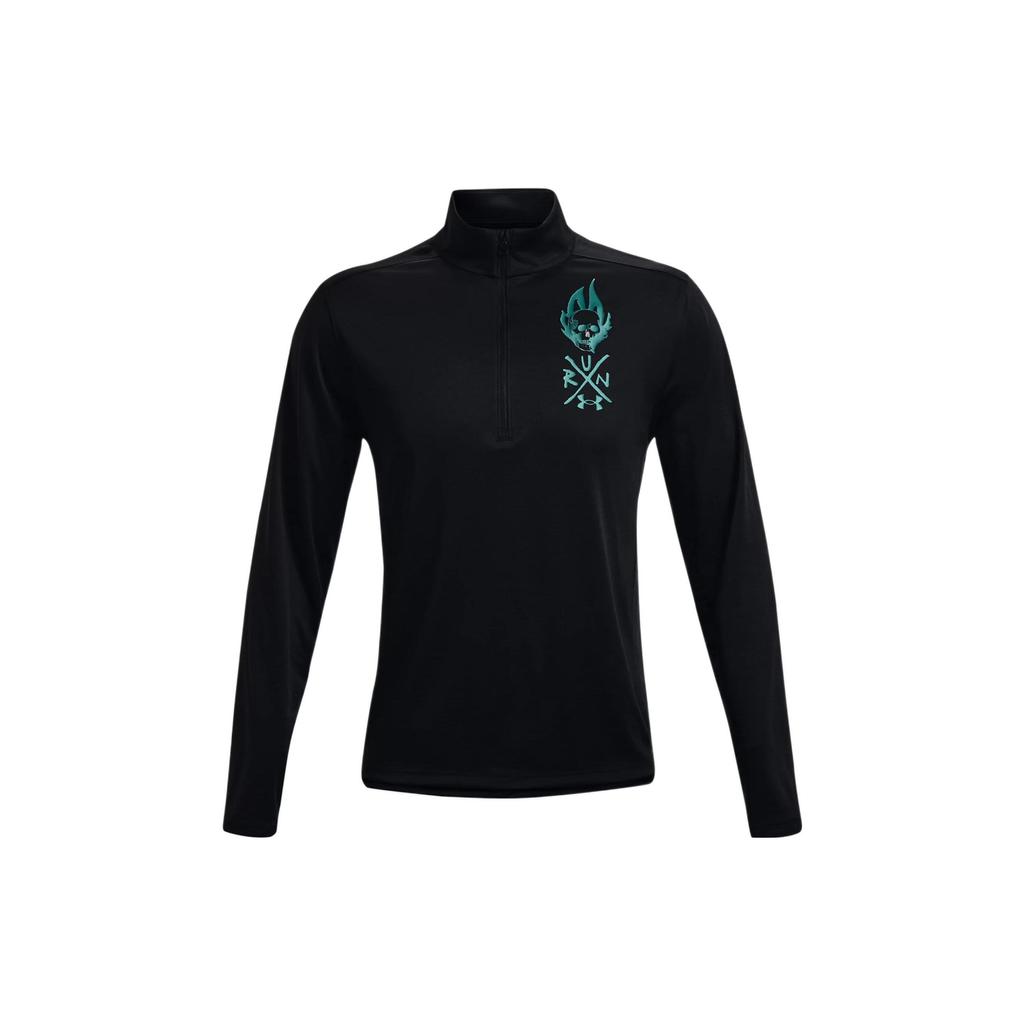 Under Armour Skull Letter Pattern Print Slim Fit Sports Running Dry Comfortable Crew Neck Short Sleeve T-Shirt Men Tops Black 1370333-001