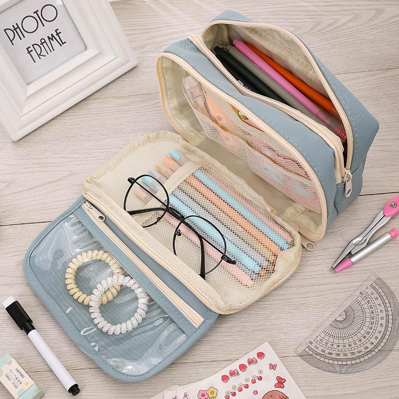 Стильный прозрачный девятислойный пенал с пандой для студентов