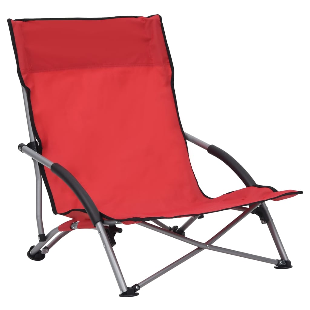 Foldable Beach Chairs 2 pcs Red Fabric