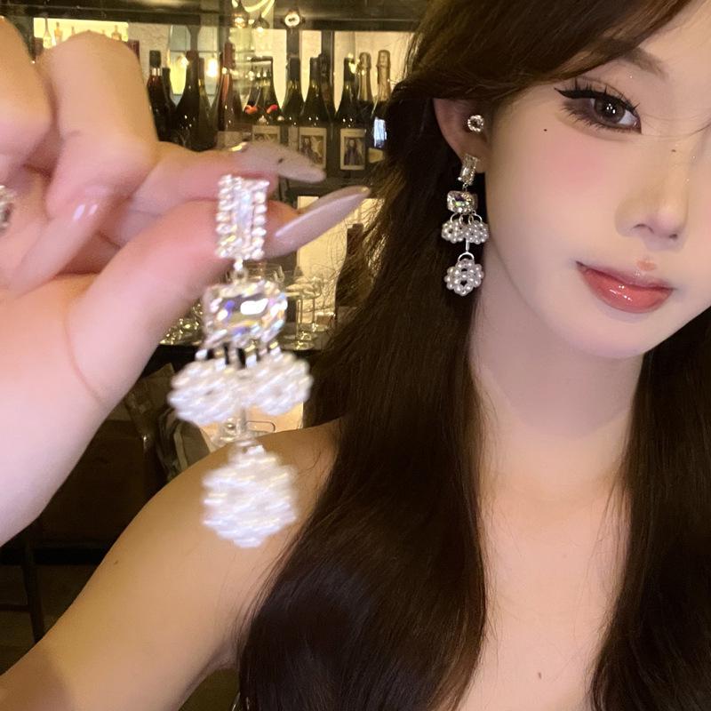 Французские серьги-кисточки с геометрическими жемчужинами из серебряной иглы - Роскошные модные серьги с высококлассным дизайном