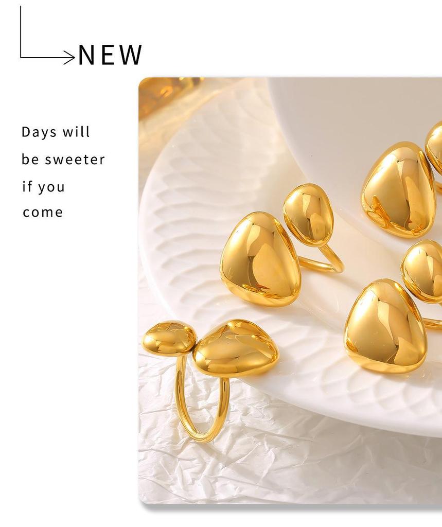 Геометрическое нерегулярное глянцевое открытое кольцо с покрытием из 18-каратного золота из нержавеющей стали