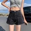 Youthful Comfortable Skinny Fashionable and Versatile Thin Section Denim Shorts Women Summer Side Zipper Straight High Waist A Letter Wide Leg Pants