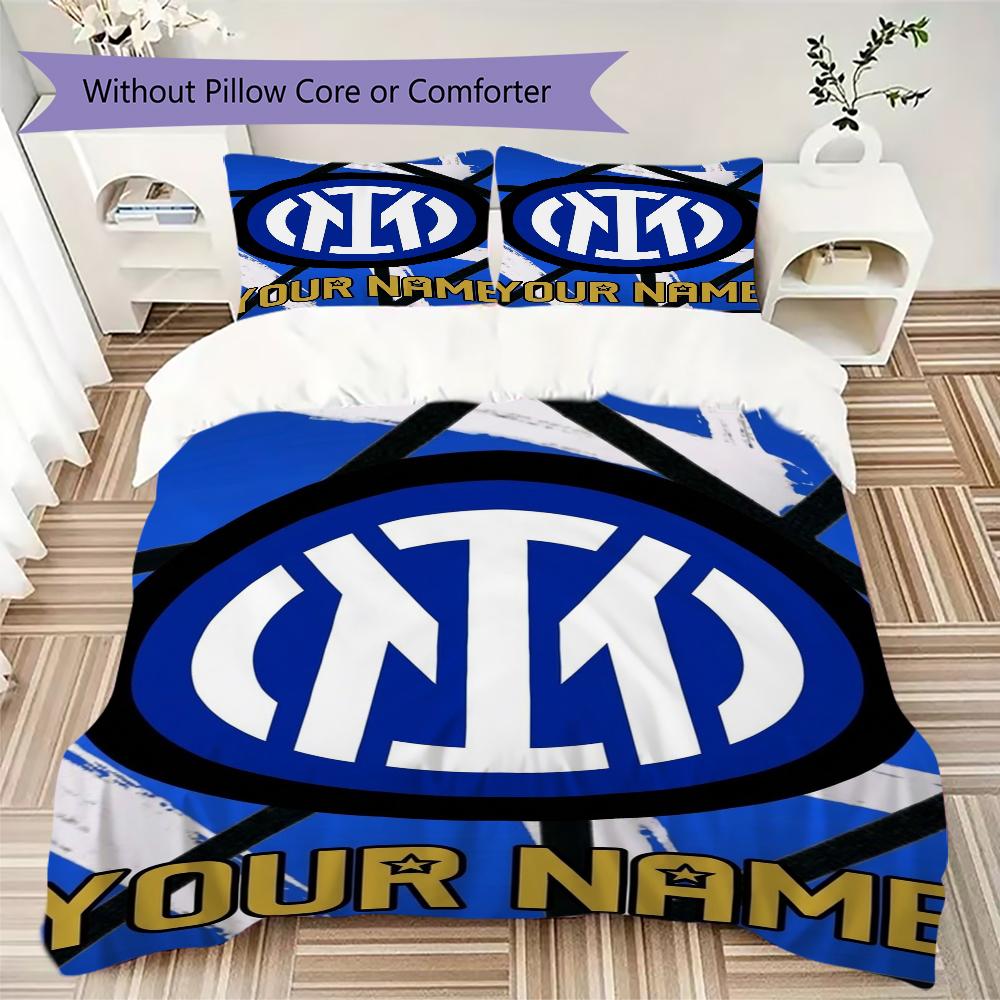 Custom Name Inter Milan Pattern Bedding uilt Set uilt Cover Pillowcase Home Decoration Birthday Gift (1*duvet cover+2*pillowcase without core)