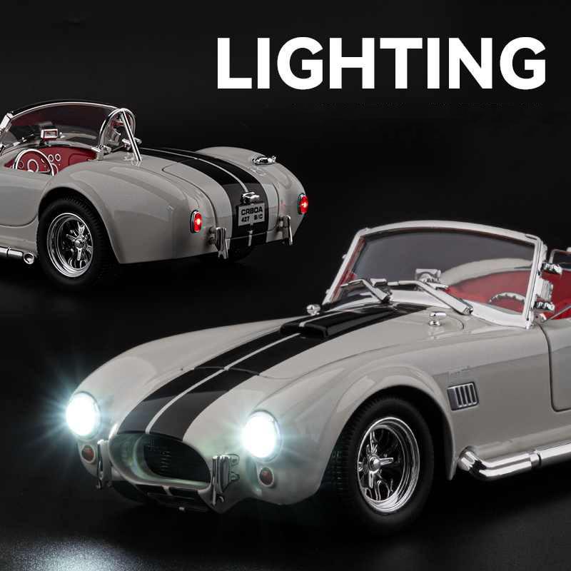 1/24 Ford Shelby Cobra 427 S/C Сплавная Модель Машинки Игрушка Литье под Давлением Звук и Свет Игрушки Машинки для Детей Транспортное Средство