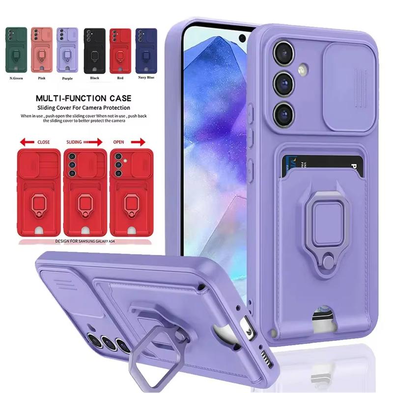 Чехол-слайдер с карманом для карт для Samsung Galaxy A55 A32 A25 A54 A34 A24 A73 A53 A33 A23 A13 A72 A52 A32 A22 A71 A51 5G 4G