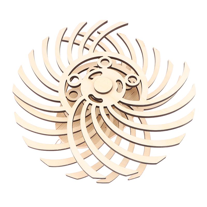 Handmade Retro Kinetic Sculpture Moving Kinetic Wall Art Wooden Windmill Reversal Statue For Living Room Home Decor Crafts