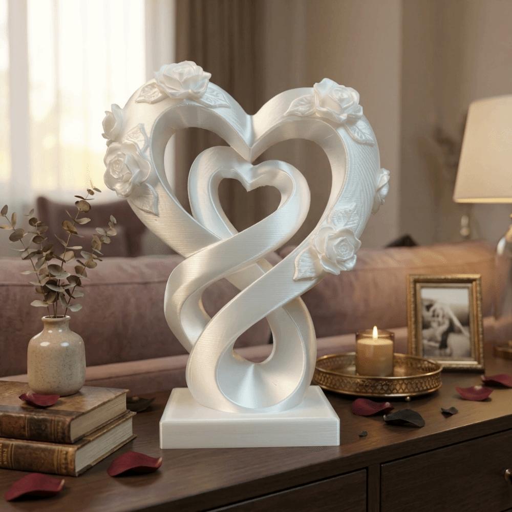 Modern Heart Rose Ornament Romantic Heart Statue Ornament Creative Love Ornament  Valentine’s Gift