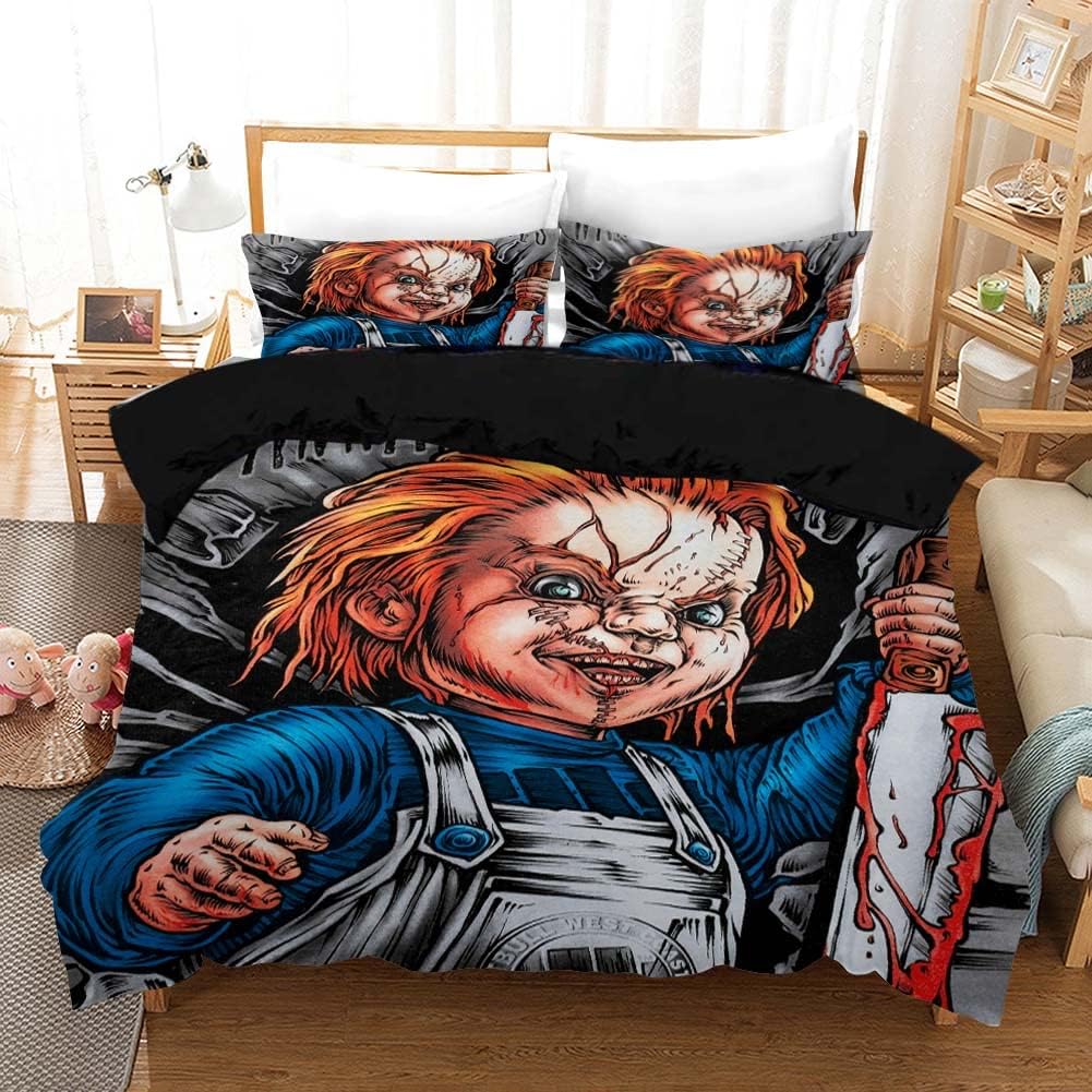 Horror Movie Halloween Duvet Cover Pillowcase 3Pcs Digital Printing Comforter Set Soft Comfortable Breathable Bedding Set