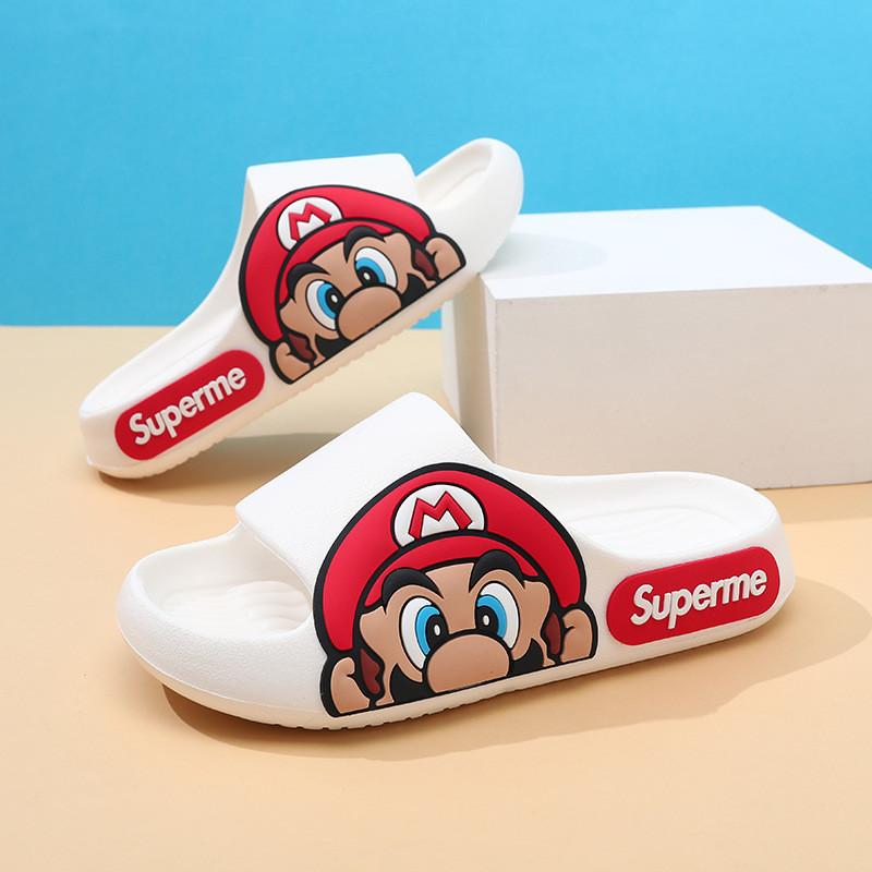 Детские шлепанцы-сандалии в стиле мультфильма Марио, мягкие, из ЭВА, нескользящие, летняя обувь для мальчиков