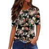 Футболки для женщин с круглым вырезом, нарядные повседневные блузки с принтом, короткие рукава, летние топы свободного кроя