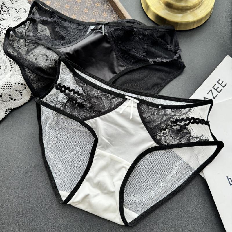 Ladies Spring Summer Light Luxury Premium Sense Bright Face Mesh Hollowed Out Ice Silk Lace Panties