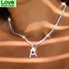 Letter Initial Pendant Necklace Silver Color Tennis Chain Choker Necklace Female Fashion Statement Jewelry