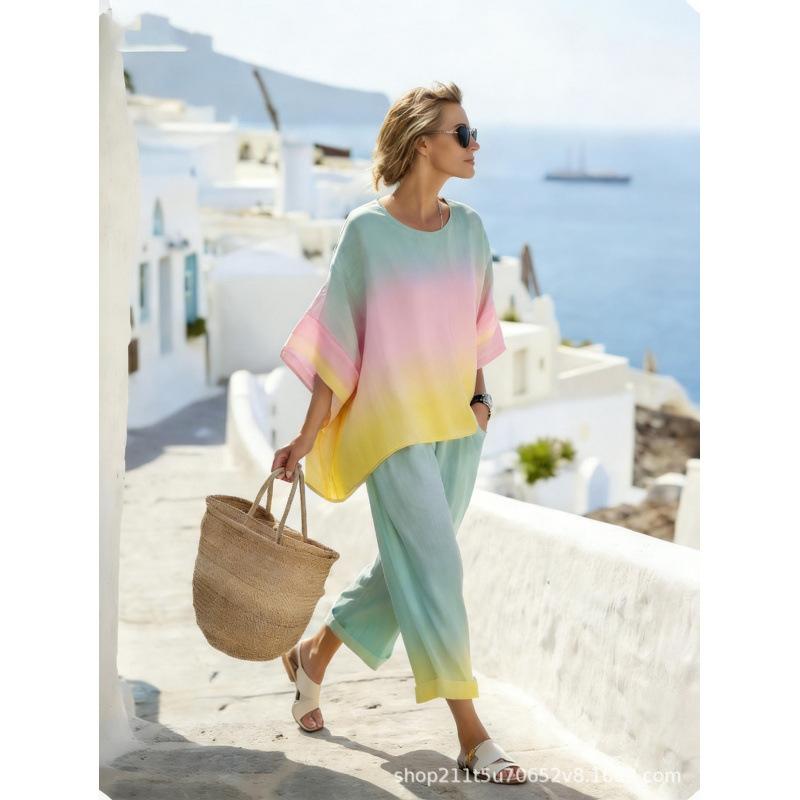 1116 European and American new bohemian women's round flower casual suit spot Y1