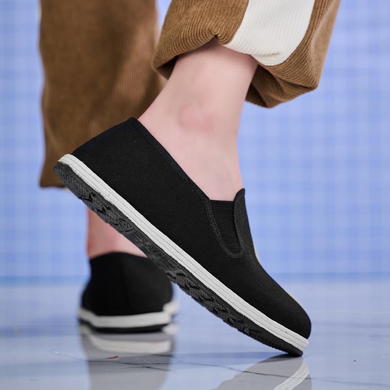 Горячая Распродажа Мужские традиционные китайские мокасины кунг-фу Классические черные туфли из старой пекинской ткани Мужская дышащая парусиновая обувь без застежек