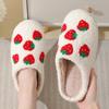 New Comfortable Home Cute Cartoon Strawberry Winter Cotton Slippers Men and Women Couple Thick-bottomed Warm Cotton Slippers