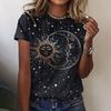 New Women's Positioning Burnt T-shirt Sun Moon 3D Printed T-shirt