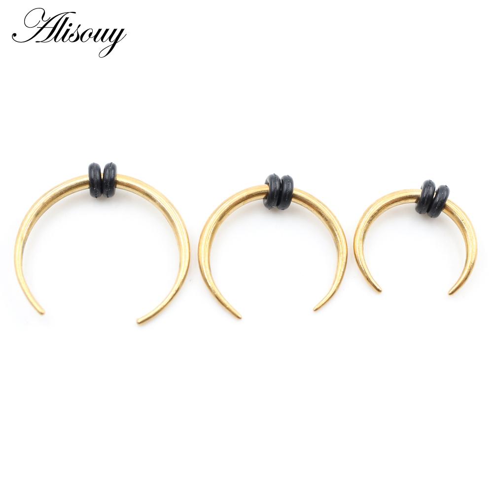 Alisouy 1 шт., калибр 14/16G, нержавеющая сталь, рог буйвола, бычий конус, коготь, плоть, ушной туннель, расширитель, растяжитель, гвозди, кольца для носа