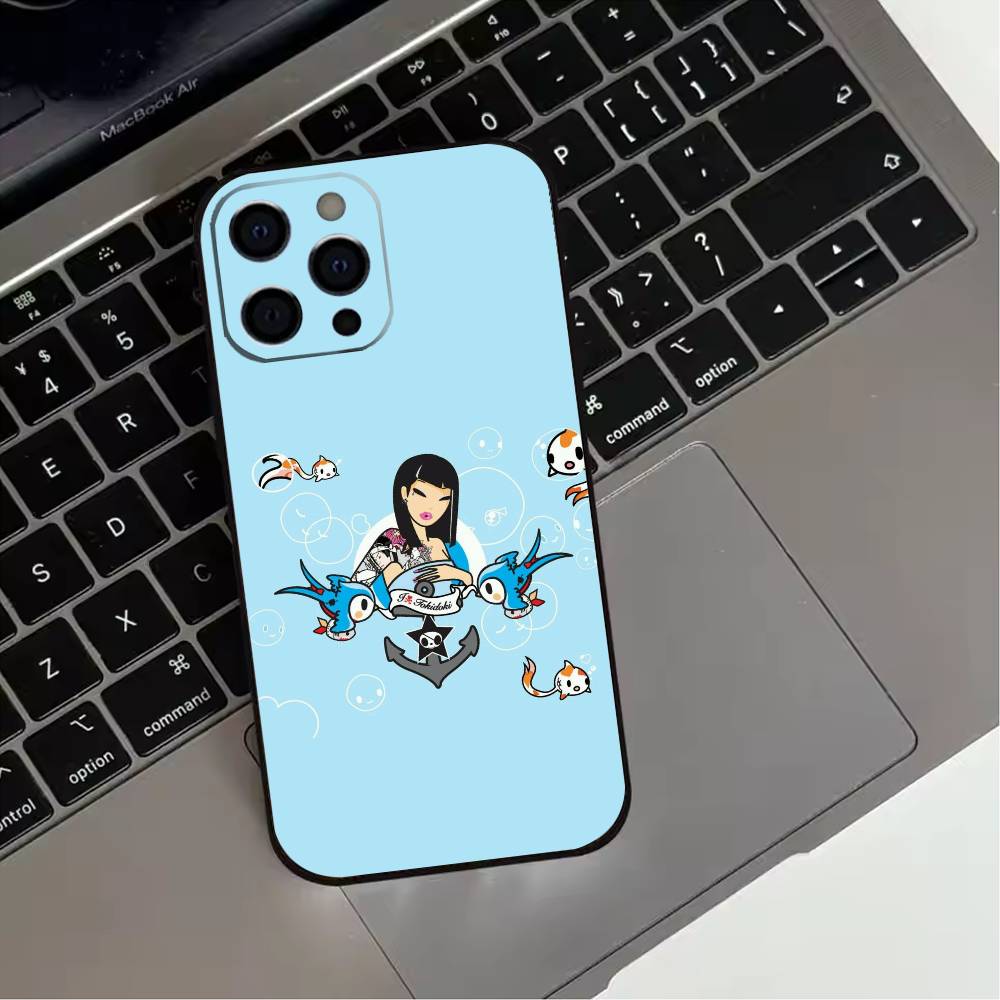 J-Japan T-okidokis Girl  Phone Case For iPhone 17,16,15,14,13,12,11 Plus,Pro Max,XS,Soft Silicone Black Cover