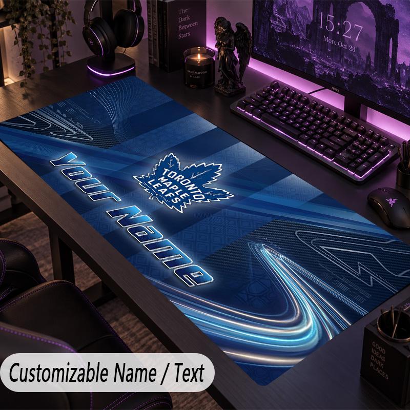 Large Mouse PadToronto Maple Leafs Custom Name Text Personalized Desk Mat Non Slip Gaming Pad