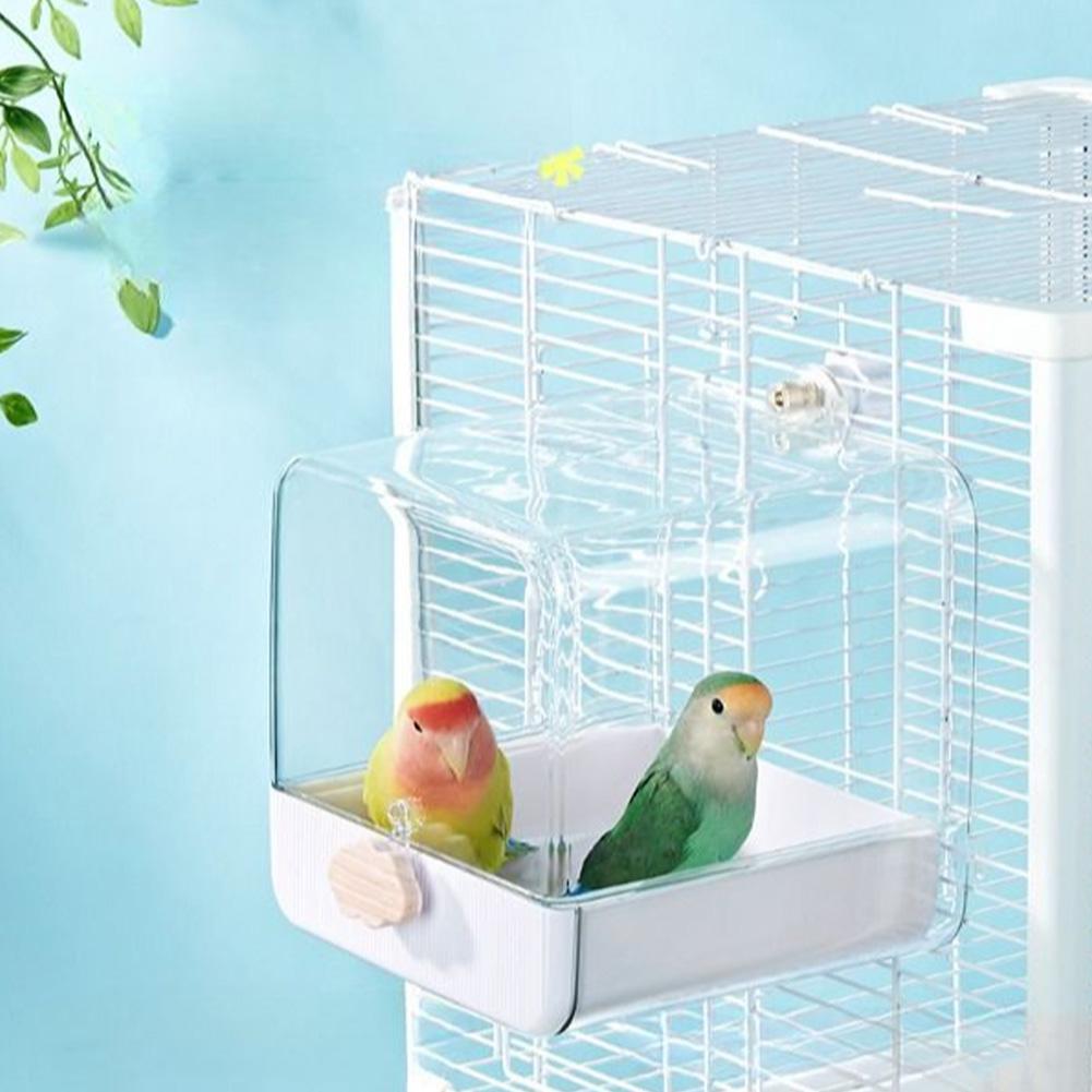 Clear Bird Bath Portable Shower For Most Birdcages, Hanging Food Bowl Bird Bath Box Parrot Bird Bathing Tub For Lovebirds Parrot