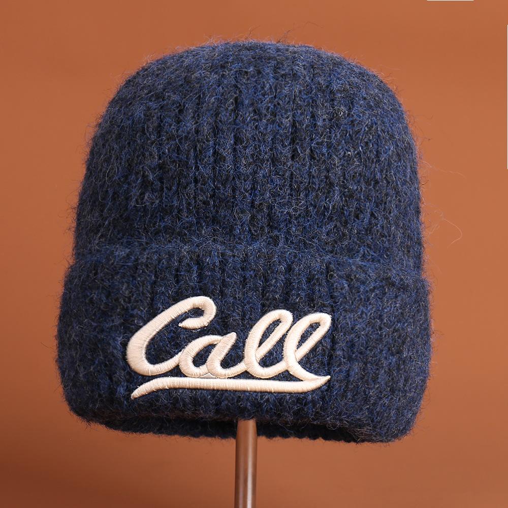 Autumn and winter new fashion embroidery letter decoration versatile knitted hat solid color simple versatile fresh wool hat