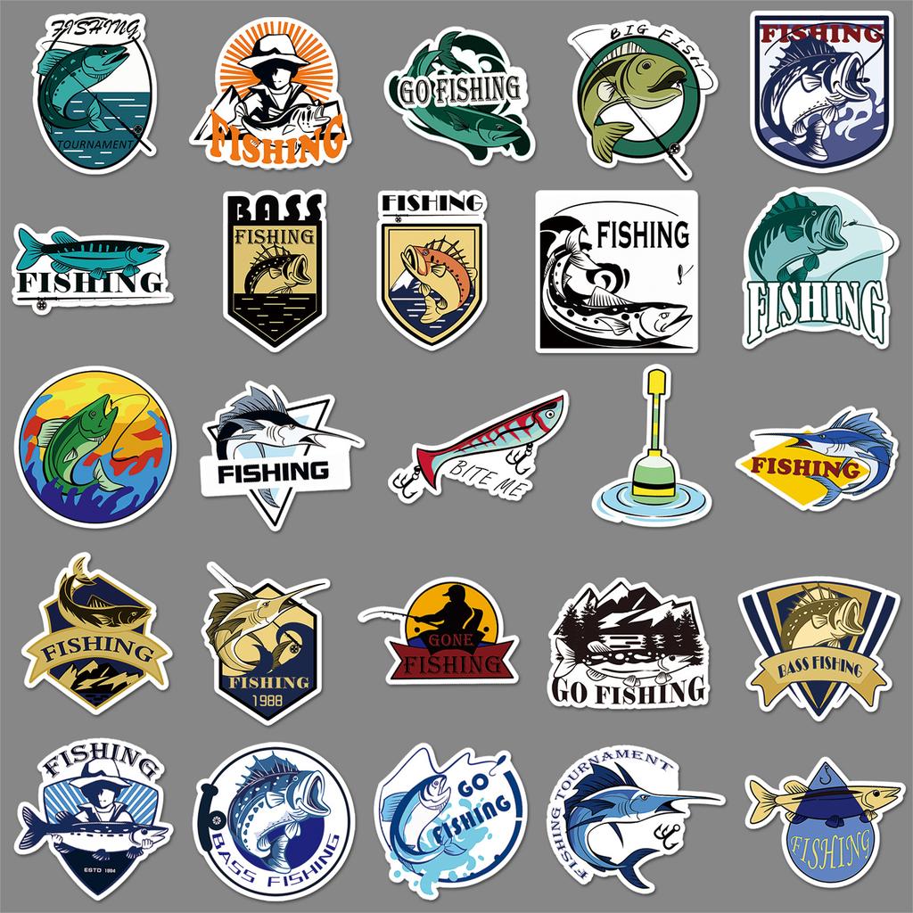 50 Рыболовных Граффити Наклеек Персонализированные Мультяшные Наружные Украшения Наклейки для Водной Кружки Чемодана Рыболовного Ящика