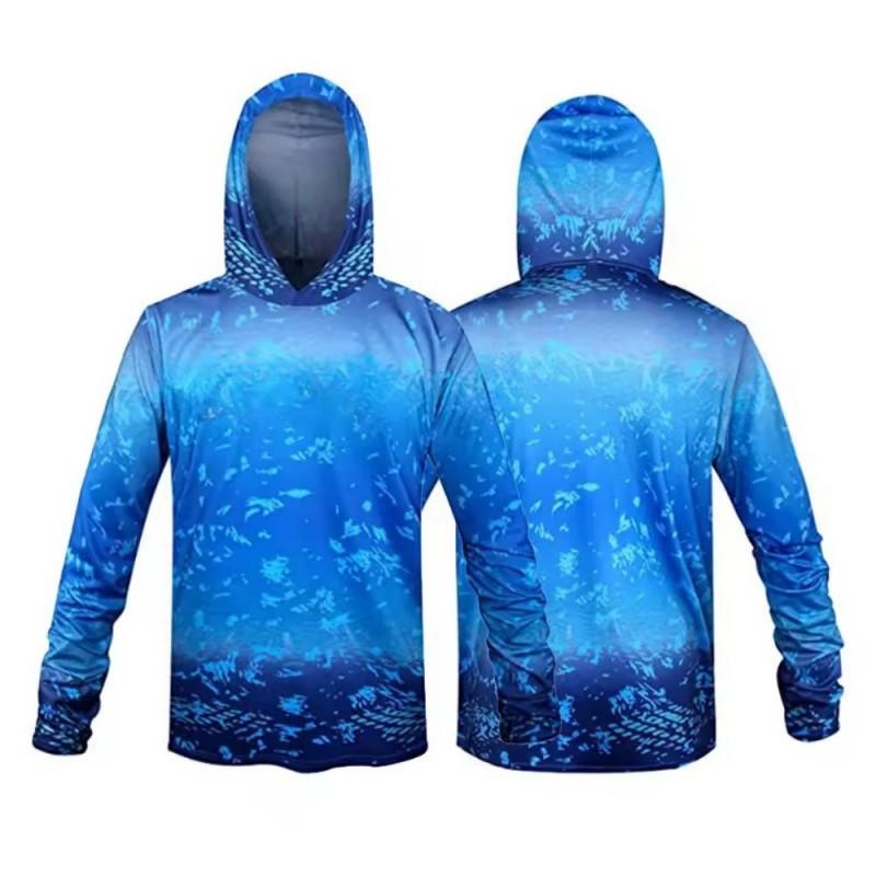 Mens Lightweight Hooded Fishing Shirt UPF 50 UV Protection Quick Dry Breathable Long Sleeve Casting Angling