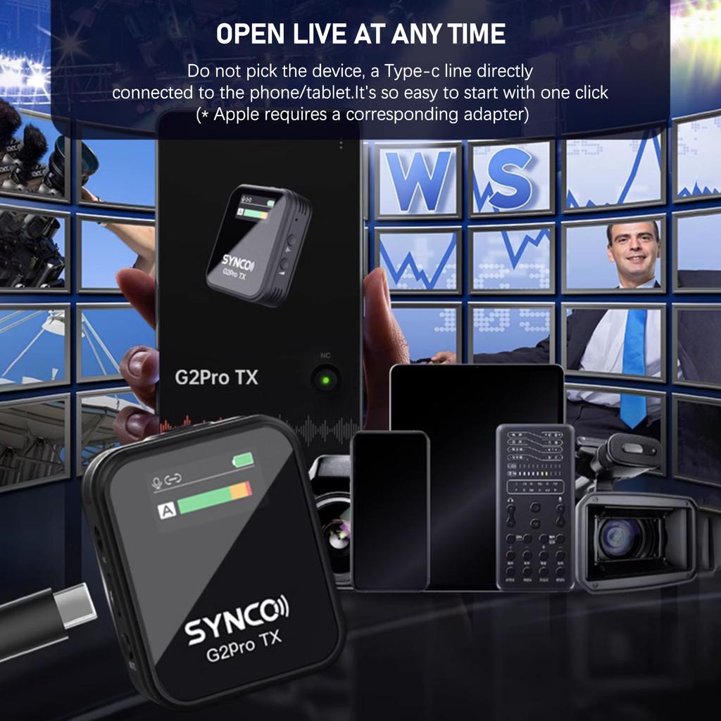 Synco G2A1 Pro Wireless Microphone System with 1 Receiver & 1 Microphones 200M Transmission Range 6