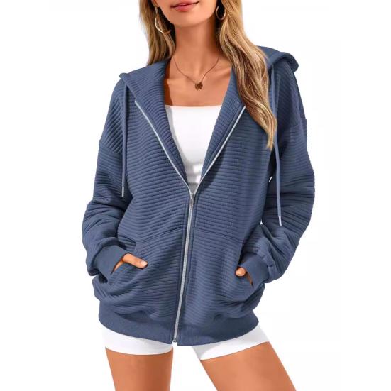 Осень-зима Женское пальто с капюшоном, застегивающееся на молнию, с завязками на шнурке, длинные рукава, однотонные карманы