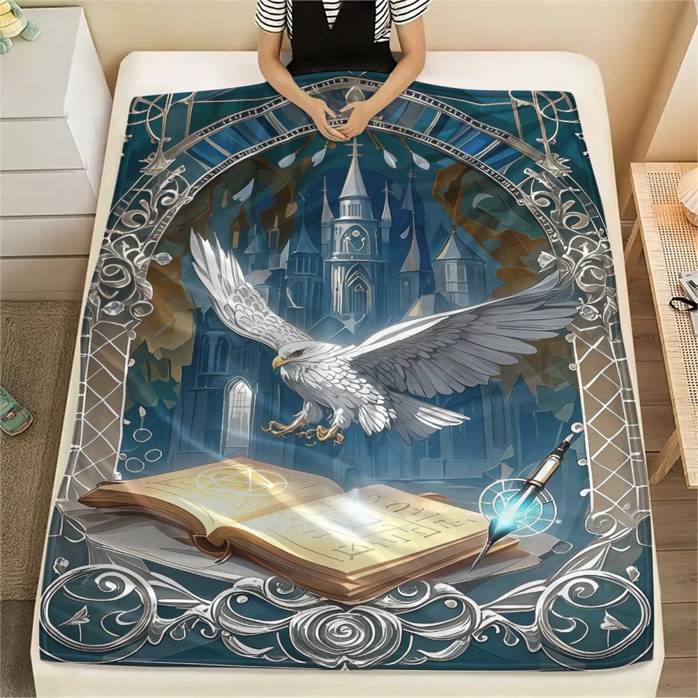 1PC Magic academy Print FlAannel Blanket, High quality Comfortable for All Seasons, Home Decor, Warmth and Comfort