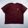 Мужская футболка Carhartt K87 PRT Fit с карманом 2XL Бордово-фиолетовая с протертостями и дырками