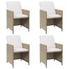 VidaXL Garden Chairs with Cushions 4 Pcs Woven Resin Beige