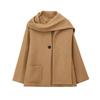 European and American style, new women's clothing, blended with scarf, round neck long-sleeved coat and coat 2095141.