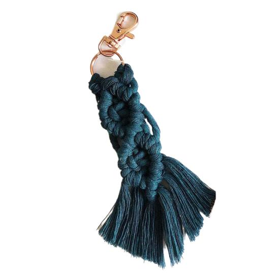 Брелок для ключей в богемном стиле ручной работы с кисточкой и пряжкой в ​​этническом стиле декоративный винтажный ручной работы макраме