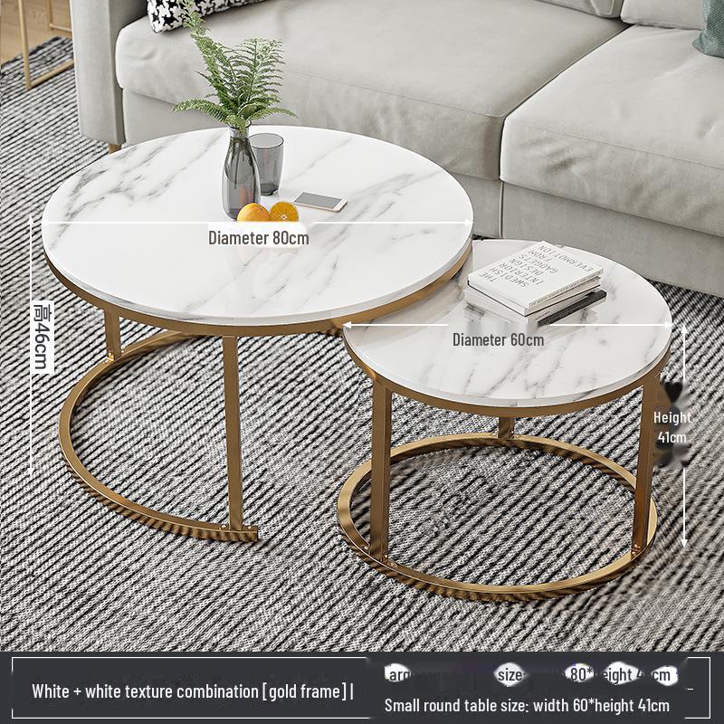 Modern Round Coffee Table: Elegant Small Side Table for Living Room or Balcony