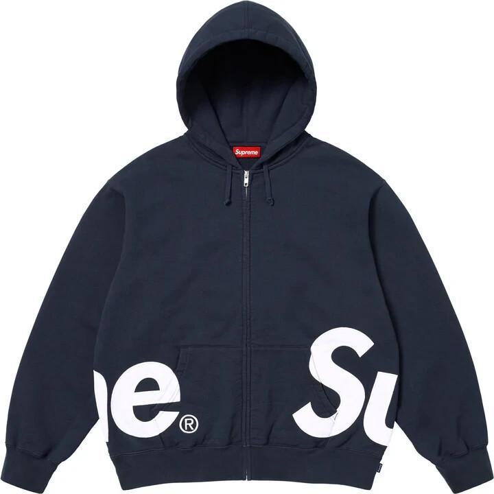 Supreme Толстовка с капюшоном на молнии с большим логотипом, темно-синяя