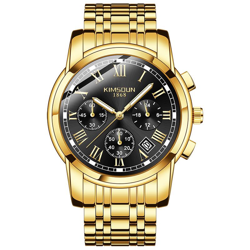 KIMSDUN Мужские часы Роскошные Оригинальные Кварцевые часы для Мужчин Водонепроницаемые Светящиеся Дата Нержавеющая сталь Хронограф Мода