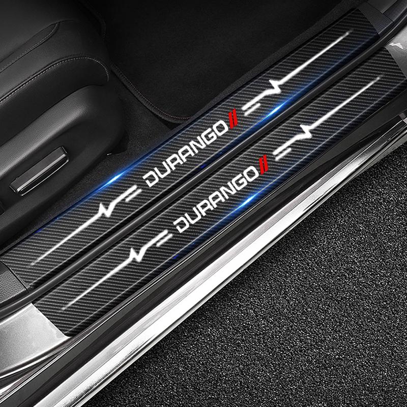Car Door Threshold Sill Anti Scratch Protector Sticker for Dodge Durango Emblem Carbon Fiber Rear Trunk Bumper Guard Decals T666