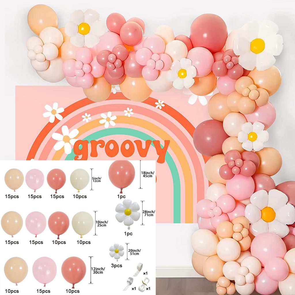 Розово-белый набор воздушных шаров с ромашками для свадеб и дней рождения