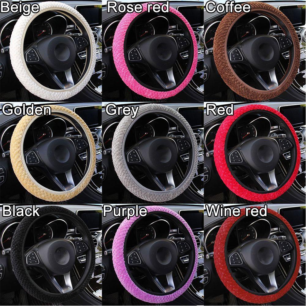 Auto Decoration Anti-Slip Protection Warm Plush Pearl Velvet Soft Car Steering Wheel Cover