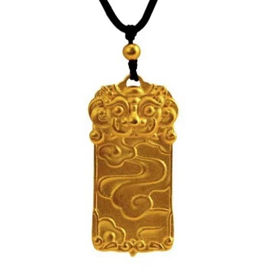 Gold-plated Kirin pendant, durable and non-fading, made of copper alloy, auspicious animal necklace for men and women, couple's style, imitation