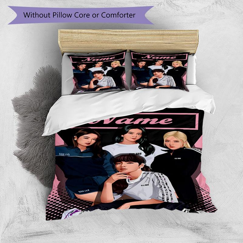3PC Custom Name "Name Group Fashion" Bedding Set Printed Bedding Set Duvet Cover Closure Includes 1 Duvet Cover & 312 Pillowcases for Bedroom