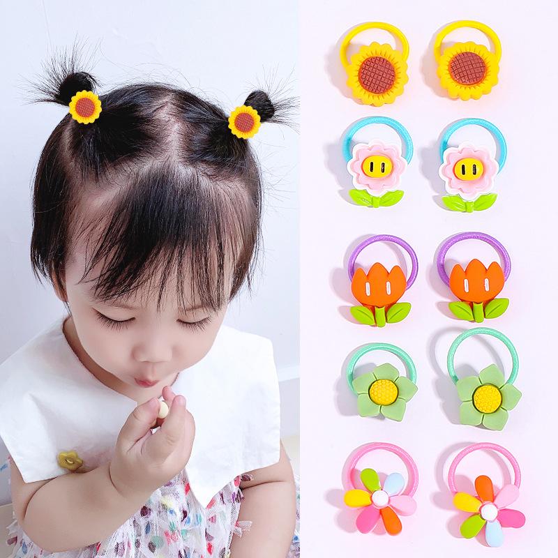 10PCS/Set 2CM Mini Cartoon Baby Girls Hair Ties Children HairBands Ponytail Elastic Rubber Band Newborn Hair Accessories