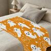 Ghost Theme Trimmed Flannel Blanket Soft Warm Cozy Throw for Home, Sofa, Halloween & Christmas